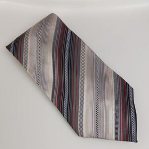 SETAZONE Multicolor Striped Print Handmade Silk Tie Approx 62" Long